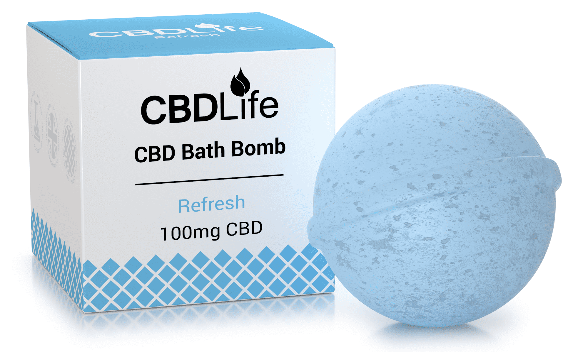 CBD Life Refresh bathbomb and box